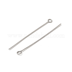 304ステンレススチールアイピン  ステンレス鋼色  40x0.6mm  穴：2mm  100個/セット&nbsp;STAS-K293-13P-0.6x40mm