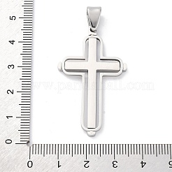 304ステンレスペンダント  クロスチャーム  変色防止  ステンレス鋼色  43.5x25.5x2.5mm  穴：4x6.7mm&nbsp;STAS-L286-11P