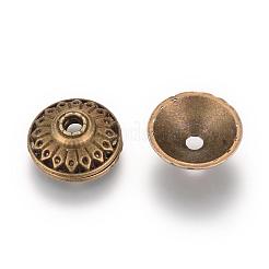 花弁のないチベットスタイル合金ビーズキャップ  カドミウムフリー＆鉛フリー  アンティークブロンズ  14.5x5mm  穴：2.5mm  約760個/1000g&nbsp;TIBE-Q046-01AB-LF