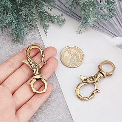 チベットスタイルの真鍮製ロブスタークロウ留め金2個  エンボス模様  アンティーク黄金  55x28x9.5mm  穴：12mm&nbsp;FIND-AR0002-51