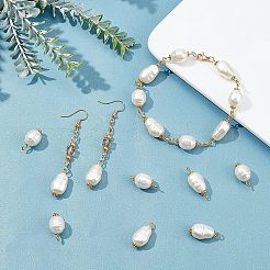 80個 4スタイル アクリルリンク&ペンダント  アクリル模造パールビーズ付き  鉄のピンと合金のスペーサービーズ  ホワイト  アンティーク黄金  17.5~25x10~10.5x8~10mm  穴：1.6~2.5mm  20個/スタイル&nbsp;FIND-FH0003-09