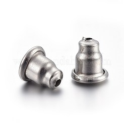 変色しにくい304ステンレススチール製イヤーナット  ピアスバックキャッチ  ステンレス鋼色  5.5x5mm  穴：0.65mm&nbsp;STAS-L214-10P