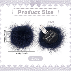 フェイクミンクファーシューズバックルクリップ  ラウンド  プルシアンブルー  50x17.5mm  2個/セット&nbsp;AJEW-WH0248-670D