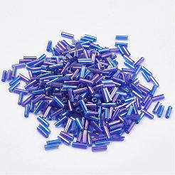 ガラス竹ビーズ  透明色の虹  ミディアムブルー  5x2mm  穴：0.5mm  約16000個/袋&nbsp;SEED-E001-5mm-168