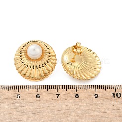 304ステンレススチールABSプラスチックパールスタッドピアス女性用  イオンプレーティング（ip）  フラットラウンド  18KGP本金メッキ  22mm&nbsp;EJEW-U046-09G