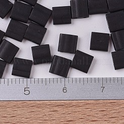 MIYUKIティラビーズ  日本製シードビーズ  2穴  （tl401f）マットブラック  5x5x1.9mm  穴：0.8mm  約118個/10g&nbsp;X-SEED-J020-TL0401F
