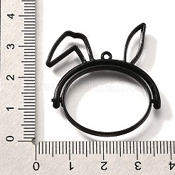 ウサギ型回転式合金スイベルオープンバックベゼルペンダント  UVレジンDIY用  エポキシ樹脂  カドミウムフリー＆ニッケルフリー＆鉛フリー  ブラック  35x33.5x3.5mm  穴：1.4mm&nbsp;PALLOY-I223-19EB
