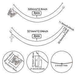 4 個 2 スタイル合金靴装飾チェーン  ブーツストラップチェーン  バタフライ＆クロス  320~321x2.5mm  2個/スタイル&nbsp;AJEW-FG0003-81B