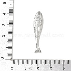 304ステンレスペンダント  目玉飾りの魚  ステンレス鋼色  36.5x7.5x3mm  穴：1.6mm&nbsp;SA-CBA22DE-02P-05