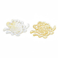 天然な黄色のシェルカボション  花  23.5x33x2.5~3mm&nbsp;SSHEL-N027-124-01