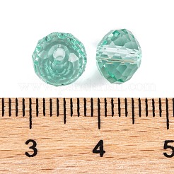ガラス k9 ガラス  模造オーストリアクリスタルビーズ  多面カット  ロンデル  薄緑  8x6mm  穴：1mm&nbsp;GLAA-H024-09A-01