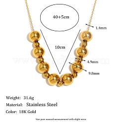女性用ステンレススチール製ラウンドビーズネックレス  18KGP本金メッキ  15.75インチ（40cm）&nbsp;UA9365-1