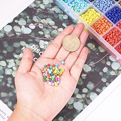 ガラスシードビーズ24色  ラウンド  ミックスカラー  4~5x3~4mm  穴：1~2mm&nbsp;SEED-YW0001-01-4mm