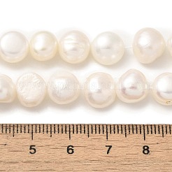天然養殖淡水パールビーズ連売り  研磨両側  フローラルホワイト  9~10mm  穴：0.5mm  約20個/連  6.69''（17センチメートル）&nbsp;PEAR-A006-10B