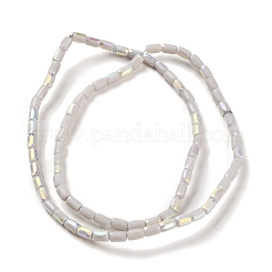 つや消し模造ヒスイガラスビーズ連売り  ABカラーメッキ  多面カット  コラム  ライトグレー  6.5x4mm  穴：1mm  約80個/連  20.39''（51.8センチメートル）&nbsp;GLAA-P058-07A-04