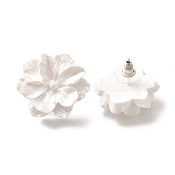 合金＆スターリングシルバー＆アクリルスタッドピアス925個  花  ホワイト  23x26mm&nbsp;LS-EJEW-Q013-09A