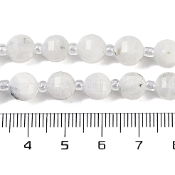 天然レインボー ムーンストーン ビーズ 連売り  多面カット  ランタン  シードビーズで  8mm  穴：0.9mm  約38~41個/連  15.31~15.51インチ（38.9~39.4cm）&nbsp;G-G182-B29-03