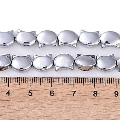 電気メッキガラスビーズセット  フルメッキ  猫の形  銀  8x10x5mm  穴：1mm  約65個/連  24.41''（62センチメートル）&nbsp;EGLA-Q128-09A-FP02