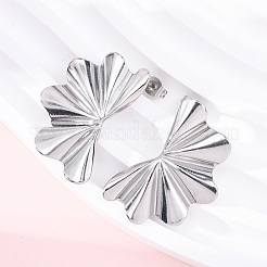 女性用304ステンレススチールスタッドピアス  ファン  左右  ステンレス鋼色  32x22.5mm&nbsp;EJEW-K306-10P