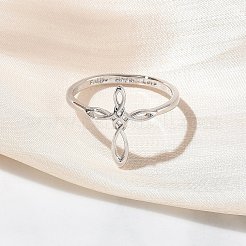 女性のための真鍮の指輪  クロス  プラチナ  2~15mm  usサイズ7（17.3mm）&nbsp;RJEW-K261-07A-P