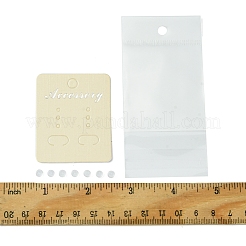ピアスディスプレイカード  プラスチック製のピアスキャッチとパールフィルムのOPPセロハン袋付き  ホワイト  5.5x4.5cm&nbsp;CDIS-FS0001-12A