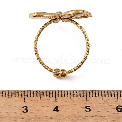 304ステンレススチール製エナメルカフオープンリング  蝶結び  ゴールドカラー  ホワイト  蝶結び：19.5x20mm  usサイズ7 1/4(17.5mm)&nbsp;SA-G002-02G-01
