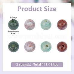 2 連売り 天然インディアンアゲートビーズ 連売り  ラウンド  6mm  穴：0.8mm  約59~62個/連  15~16インチ&nbsp;G-GO0001-35