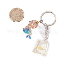 樹脂キーチェーン  鉄のリング付き  人魚  魚  きいろ  85.5mm&nbsp;KEYC-JKC01149-01
