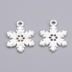 チベットのスタイル合金スノーフレークペンダント  カドミウムフリー＆ニッケルフリー＆鉛フリー  銀  22x16x2mm  穴：1.5mm&nbsp;LS-TIBEP-EA115Y-S-FF