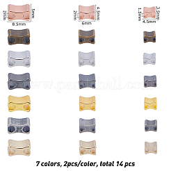 7色3サイズの衣類アクセサリー  プラグの下にある真鍮製のジッパー  ミックスカラー  8.5x5x5mm  42個/箱&nbsp;PALLOY-BC0001-06