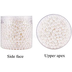 ABSプラスチックパール調ラウンドビーズ  染め  穴なし/ドリルなし  ホワイト  8mm  約1500個/箱&nbsp;PH-MACR-F033-8mm-24