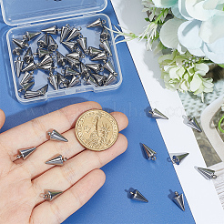 304ステンレススチールペンダント50個  スパイク/コーン  ステンレス鋼色  13.5x7mm  穴：2mm&nbsp;STAS-BBC0009-09