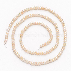 グレード aa 天然養殖淡水パール ビーズ 連売り  研磨両側  乳白色  3~4mm  穴：0.8mm  約110個/連  13.6インチ&nbsp;PEAR-L003-B-03-01