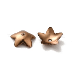 イオンプレーティング（IP）304ステンレススチールフラワービーズキャップ  花  5花びら  コーヒーゴールデン  7x7.5x2mm  穴：0.8mm&nbsp;STAS-G127-05CG