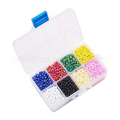 1箱6/0ガラス種ビーズラウンドスペーサビーズ  ミックスカラー  4mm  穴：1mm  約1900個/箱&nbsp;SEED-X0050-4mm-07