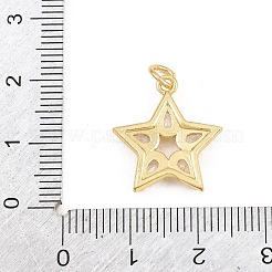 真鍮マイクロパヴェクリアキュービックジルコニアペンダント  スターのチャーム  ゴールドカラー  18.5x17x3.5mm  穴：3mm&nbsp;KK-E798-13G