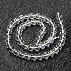 合成クオーツクリスタルビーズ連売り  多面カット  ラウンド  透明  直径約8mm  穴：1mm  49個/連  15インチ&nbsp;G866-039