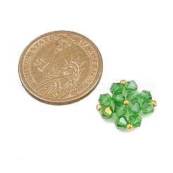 グリーンカラーテーマの透明ガラスビーズ編みカボション5個  クローバー  ミックスカラー  16x16x4.5mm&nbsp;PALLOY-JF04465-02