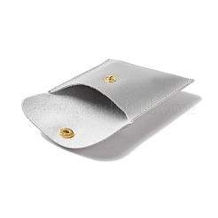 Puイミテーションレザージュエリー収納袋  ゴールドトーンのスナップボタン付き  正方形  銀  7.9x8x0.75cm&nbsp;ABAG-P006-01A-04