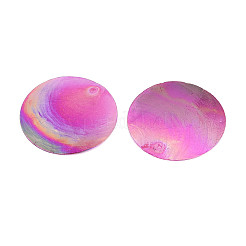 スプレー塗装された天然カピス貝のペンダント  ABカラー  ディスクチャーム  マゼンタ  50x0.5~1mm  穴：1.4~1.5mm&nbsp;SSHEL-T017-15B