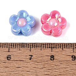 不透明なプラスチックビーズ  花  ABカラーメッキ  ミックスカラー  12x12.5x6mm  穴：2.5mm  約1020個/500g&nbsp;KY-Q010-03
