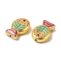 焼き絵の具、ガラス、エナメル、ビーズ  魚  ターコイズ  20x13x5.5mm  穴：1.4mm&nbsp;GLAA-B035-01C