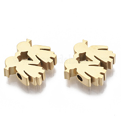 304ステンレススチールビーズ  姉妹  ゴールドカラー  11.5x12.5x3mm  穴：2mm&nbsp;STAS-S079-173G