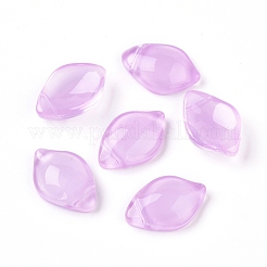 ジェイド風ガラスチャーム  花びら  パープル  19x13x4.5mm  穴：1mm&nbsp;GLAA-L027-F01