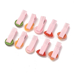 鉄ワニヘアクリップセット  布とアクリルのカボション付き  混合図形  ミックスカラー  37~40x17~22x10~14mm  10個/セット&nbsp;PHAR-L007-B09