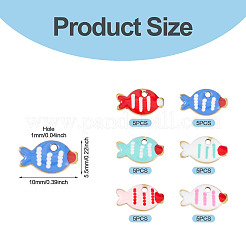 ステンレススチールチャーム30色6個  エナメル  魚のチャーム  ゴールドカラー  ミックスカラー  5.5x10x1.5mm  穴：1mm  5個/カラー&nbsp;STAS-TA0005-49
