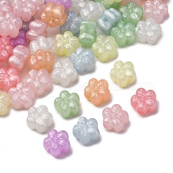明るい透明なアクリルビーズ  スモモの花  グリッターパウダー付き  暗闇で光る  ミックスカラー  12.5x13x8mm  穴：2mm  606個/ 500g&nbsp;LACR-S001-15C