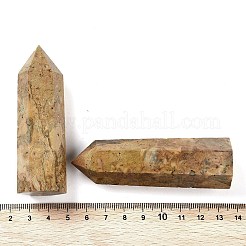 タワー天然クレイジーアゲートヒーリングストーンワンド  エネルギーバランス瞑想療法の装飾  六角プリズム  23~27x17~24x37~89mm&nbsp;G-A096-02F