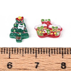 クリスマステーマ不透明樹脂カボション  混合図形  ミックスカラー  7~10x7.5~10x3.5~4mm&nbsp;CRES-T025-21