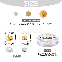 天然花アマゾナイトストレッチブレスレットの作り方キット  天然花アマゾナイトラウンドビーズを含む  鉄ラインストーンスペーサービーズと弾性糸  ゴールデン·ステンレス鋼色  天然花アマゾナイトビーズ: 204 個/セット&nbsp;DIY-CA0003-19